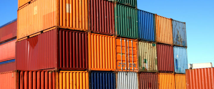 Containers Waiting To Be Loaded In An Intermodal Yard